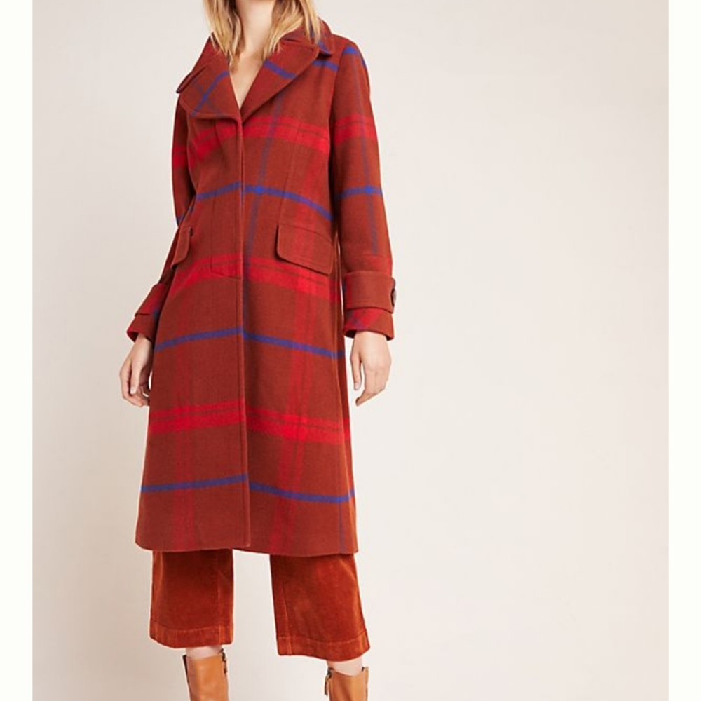 Anthropologie plaid peacoat